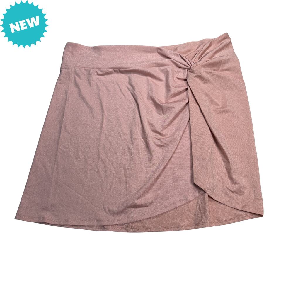 Shade & Shore Swim Coverup Women's Medium Pink Metallic Skirt Stretch NWT